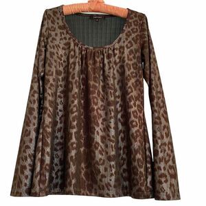 Karen Kane Metallic Cheetah Print Stretchy Top M